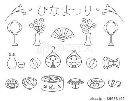 ひなまつりの線画アイコン ひなまつりの線画アイコン 86633165