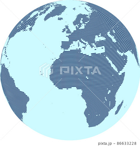 Abstract World map with lines on globe. World stripes map. Vector Abstract World map with lines on globe. World stripes map. Vector 86633228