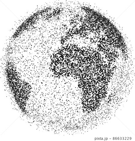 Globe shape, World map created from scattered dots. Vector illustration 86633229