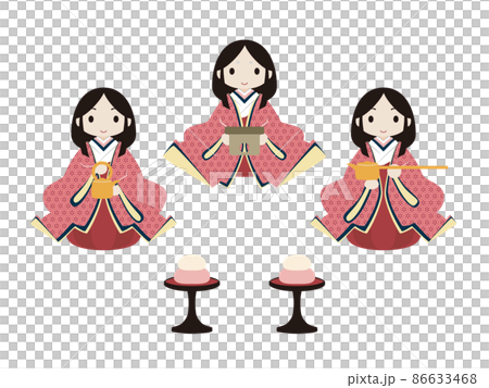 ひな人形三人官女のイラスト 86633468