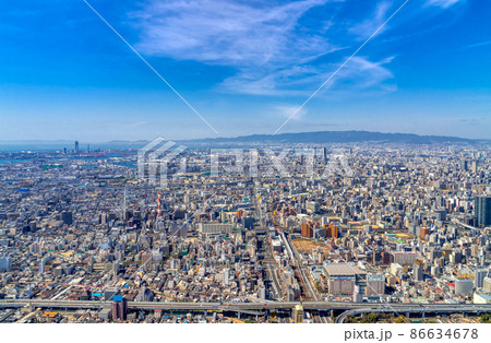 大阪風景　天王寺から望む大都会 86634678