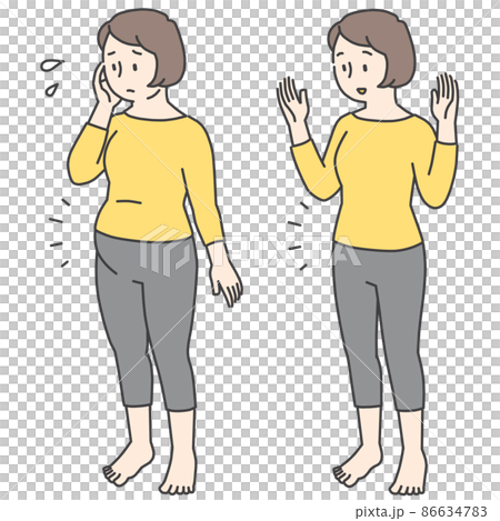 ダイエットした女性のビフォーアフター 86634783