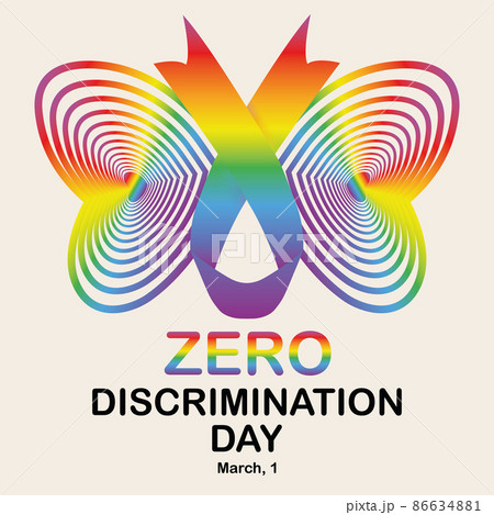 Colorful butterfly drawing with ribbon. World Zero discrimination day concept. Vector illustration Colorful butterfly drawing with ribbon. World Zero discrimination day concept. Vector illustration 86634881
