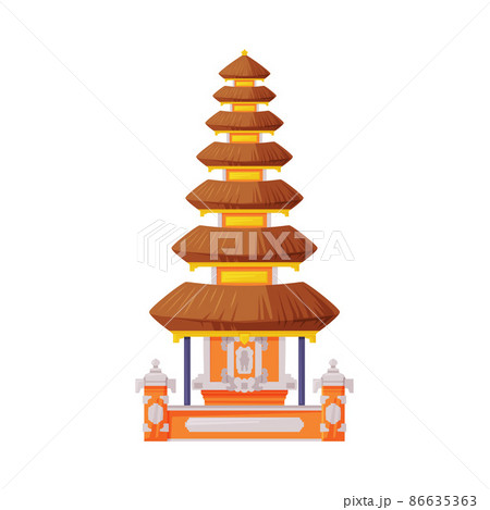 Pura Ulun Pagoda Temple as Bali Traditional Cultural Attribute Vector Illustration 86635363