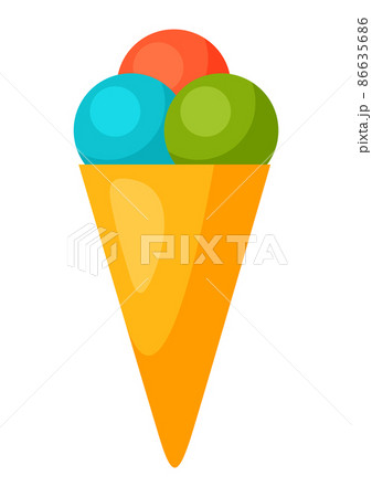 Illustration of ice cream cone. Summer image for holiday or vacation. 86635686
