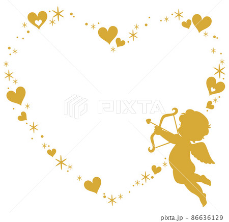 ハートの矢を射る天使のハートフレーム（ハートアイコン） 86636129