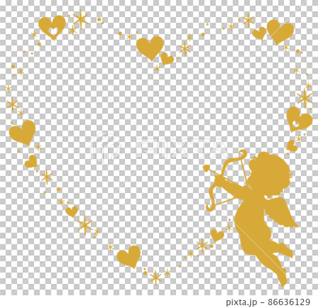 ハートの矢を射る天使のハートフレーム（ハートアイコン） 86636129