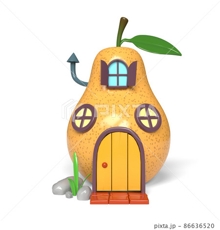Cute cartoon pear house. 3D illustration.のイラスト素材 [86636520] - PIXTA