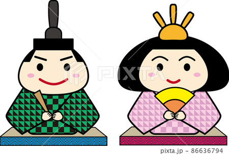 おひなさまのイラスト　おびな男雛とめびな女雛 86636794