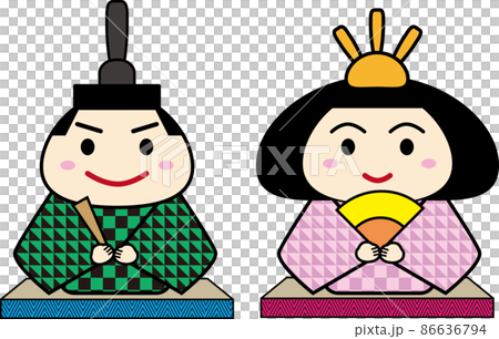おひなさまのイラスト　おびな男雛とめびな女雛 86636794
