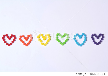 Hearts of rainbow color from fluffy circles. Background for holiday valentine's day. LGBT concept. Movement for equal rights Hearts of rainbow color from fluffy circles. Background for holiday valentine's day. LGBT concept. Movement for equal rights 86638021