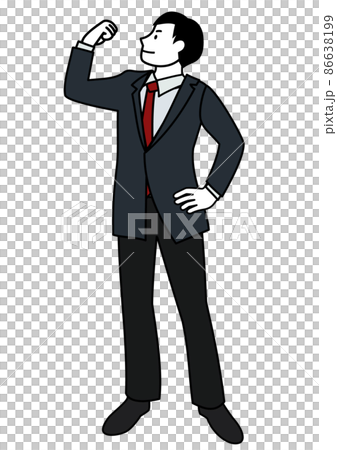 插圖素材:商務人士以自信的表情做膽量姿勢 插圖素材:商務人士以自信的表情做膽量姿勢 86638199