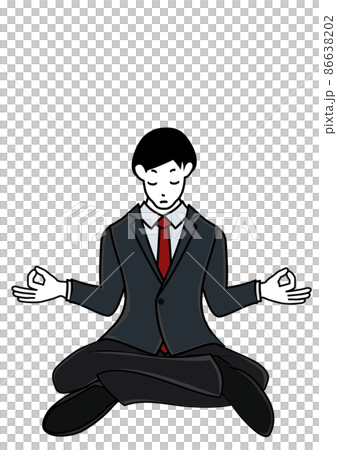 插圖素材：在冥想中打坐的商人（用於正念和思想組織的形象） 86638202