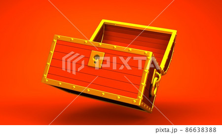 Red treasure chest on red background. 86638388