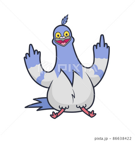 Vector funny illustration of the dove with hand gesture fuck. Sticker of the vulgar bird. Template of print for t-shirts. 86638422