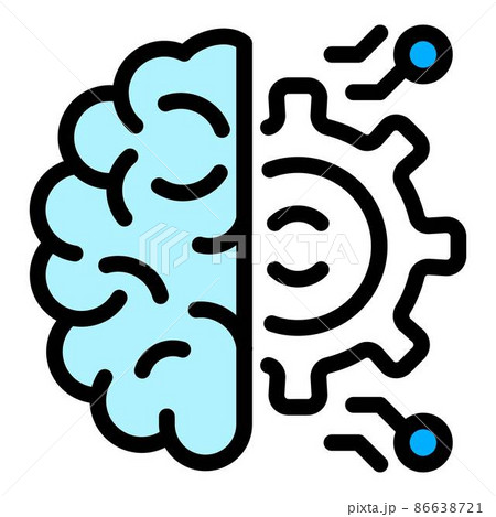 Ai gear brain icon outline vector. Network machine Ai gear brain icon outline vector. Network machine 86638721