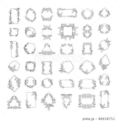 Collection of elegant floral frames for web applications, design programs, and photo decoration. Vector frames with flowers for your creativity. 86638751