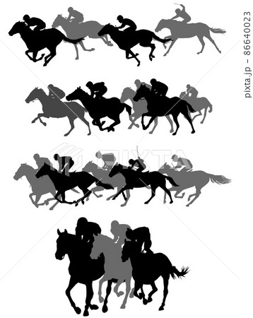 horse race silhouettes - vector artwork 86640023