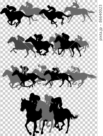 horse race silhouettes - vector artwork horse race silhouettes - vector artwork 86640023