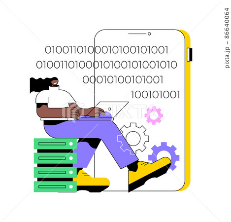 Big data applications abstract concept vector illustration. Big data analytics app development, information management software, database engineering, applications monetization abstract metaphor. 86640064