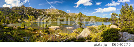 Summer landscape in La Cerdanya, Pyrenees mountain lake, Catalonia, Spain. Summer landscape in La Cerdanya, Pyrenees mountain lake, Catalonia, Spain. 86640279