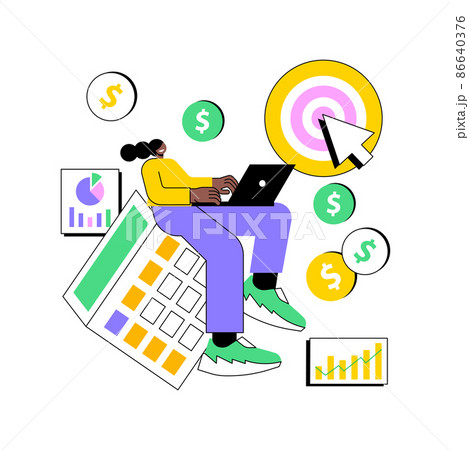 PPC management abstract concept vector illustration. PPC service, pay-per-click model, internet marketing management, online ad campaign, digital agency website, menu UI element abstract metaphor. 86640376