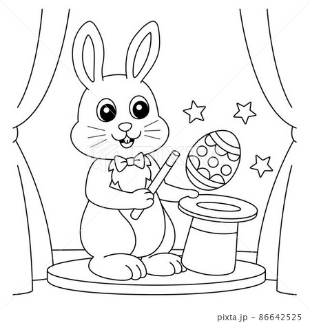 Eater Rabbit Magician Coloring Page for Kids 86642525