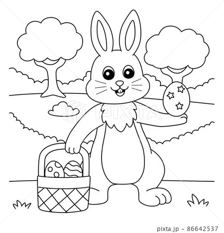 Rabbit Holding An Eater Basket Coloring Page 86642537