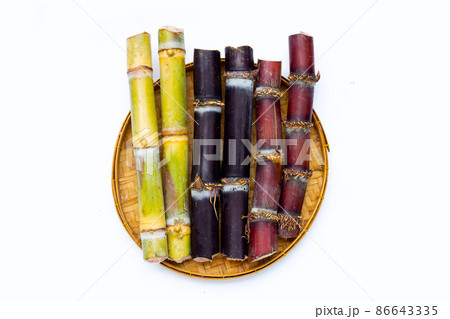 Sugar cane on white background. Sugar cane on white background. 86643335