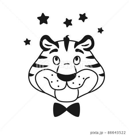 tiger face clip art black and white
