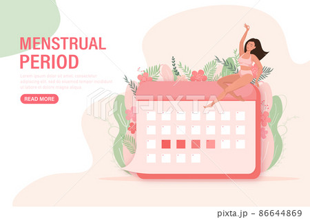 Menstruation period. Calendar concept. Female period protection. Vector illustration Menstruation period. Calendar concept. Female period protection. Vector illustration 86644869