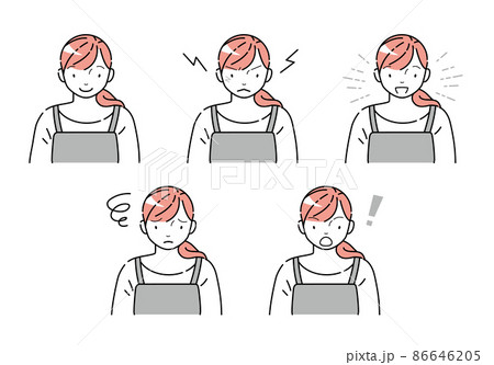 エプロンの女性　表情セット 86646205