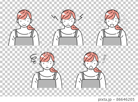 エプロンの女性　表情セット 86646205