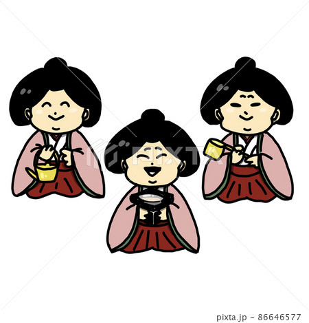ひなまつりの三人官女のイラスト のイラスト素材