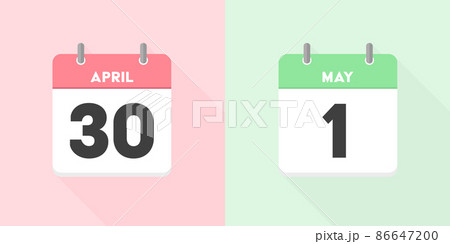 4月の終わりと5月の始まりのカレンダー：4月30日と5月1日の日めくりカレンダーのセット 86647200