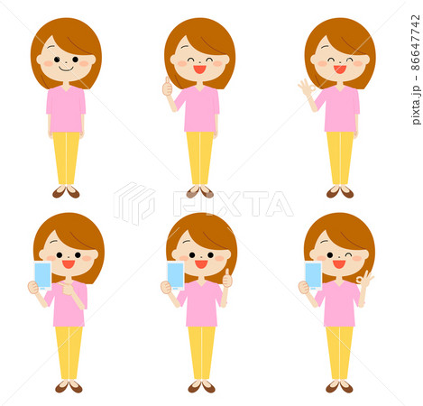 女性 スマホ 表情セット 女性 スマホ 表情セット 86647742