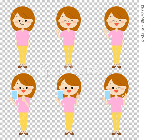 女性 スマホ 表情セット 女性 スマホ 表情セット 86647742