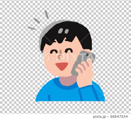 一個穿著便衣的男人用智能手機說話（簡單） 86647834