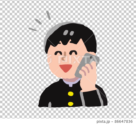 一個穿著校服的男人在用智能手機說話(簡單) 一個穿著校服的男人在用智能手機說話(簡單) 86647836