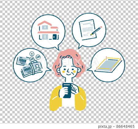 スマートフォンで検索をする女性の淡色ベクターイラスト 86648465