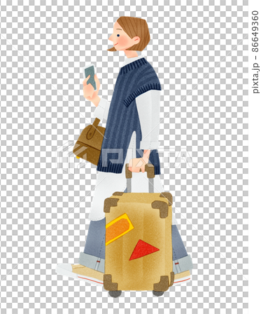 Traveling person female hand-drawn illustration 86649360