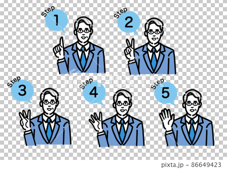 A set of middle-aged men wearing glasses wearing suits explaining the process 86649423