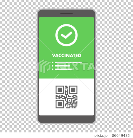 用英語寫的智能手機疫苗護照的插圖 用英語寫的智能手機疫苗護照的插圖 86649485