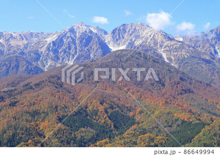 白馬岩岳マウンテンリゾートから望む秋の白馬三山 白馬岩岳マウンテンリゾートから望む秋の白馬三山 86649994
