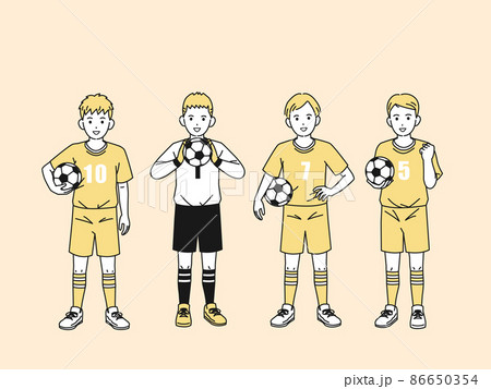 サッカー 部活 スポーツ 男子 中高生 全身 イラストのイラスト素材