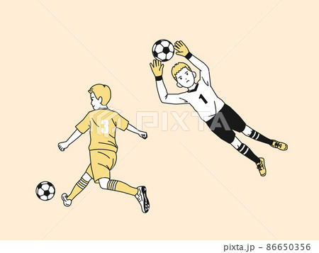 サッカー　部活　スポーツ　シュート　キーパー　男子　中高生　イラスト 86650356
