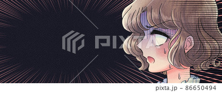 昭和の少女漫画イラストバナー・ショックを受ける白目少女 昭和の少女漫画イラストバナー・ショックを受ける白目少女 86650494