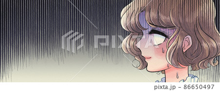昭和の少女漫画イラストバナー・白目になる少女 昭和の少女漫画イラストバナー・白目になる少女 86650497