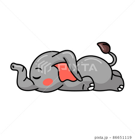 Cute baby elephant cartoon sleeping	 86651119