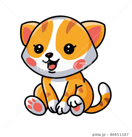 Cute little orange cat cartoon sitting	 86651167